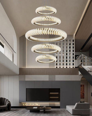 Extra Large Multi-layers Rings Crystal Chandelier Modern Art Waves Creative Pendant Light For High-ciling Foyer/Hallway/Staircase - view 11