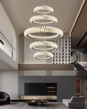 Extra Large Round Acrylic and Stainless Steel Multi-Layer Chandelier for High Ceilings - view 13