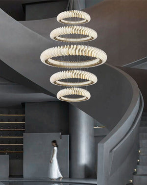 Extra Large Round Acrylic and Stainless Steel Multi-Layer Chandelier for High Ceilings - view 14