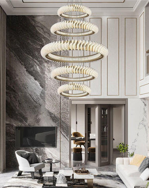 Extra Large Multi-layers Rings Crystal Chandelier Modern Art Waves Creative Pendant Light For High-ciling Foyer/Hallway/Staircase - view 14