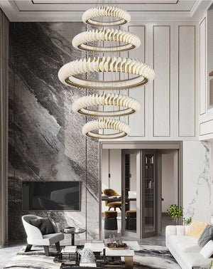 Extra Large Round Acrylic and Stainless Steel Multi-Layer Chandelier for High Ceilings - view 16