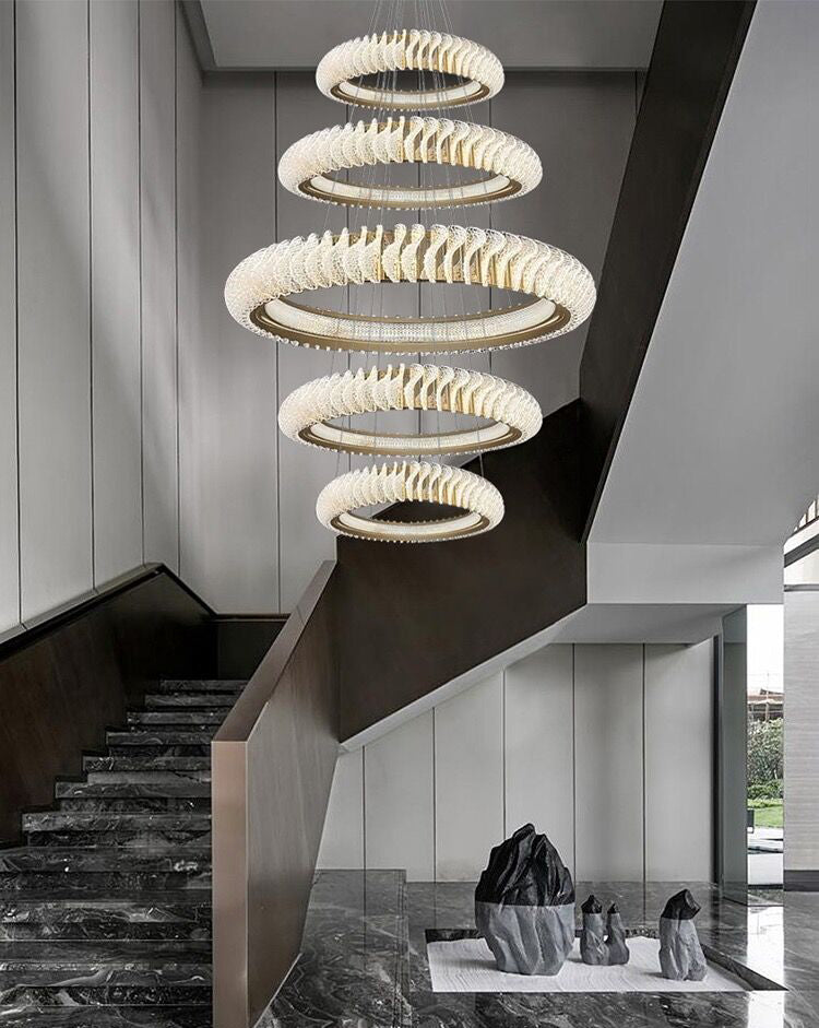 Extra Large Round Acrylic and Stainless Steel Multi-Layer Chandelier for High Ceilings - view 18