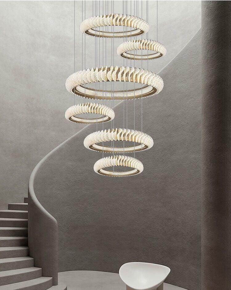 Extra Large Multi-layers Rings Crystal Chandelier Modern Art Waves Creative Pendant Light For High-ciling Foyer/Hallway/Staircase - view 18