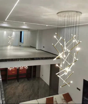 Modern Italian Creative Art Sticks Ceiling Chandelier for Living Room/Staircase/Hotel Lobby， round ,rectangle, extra large , oversized, sticks, acrylic, adjustable, foyer, duplex