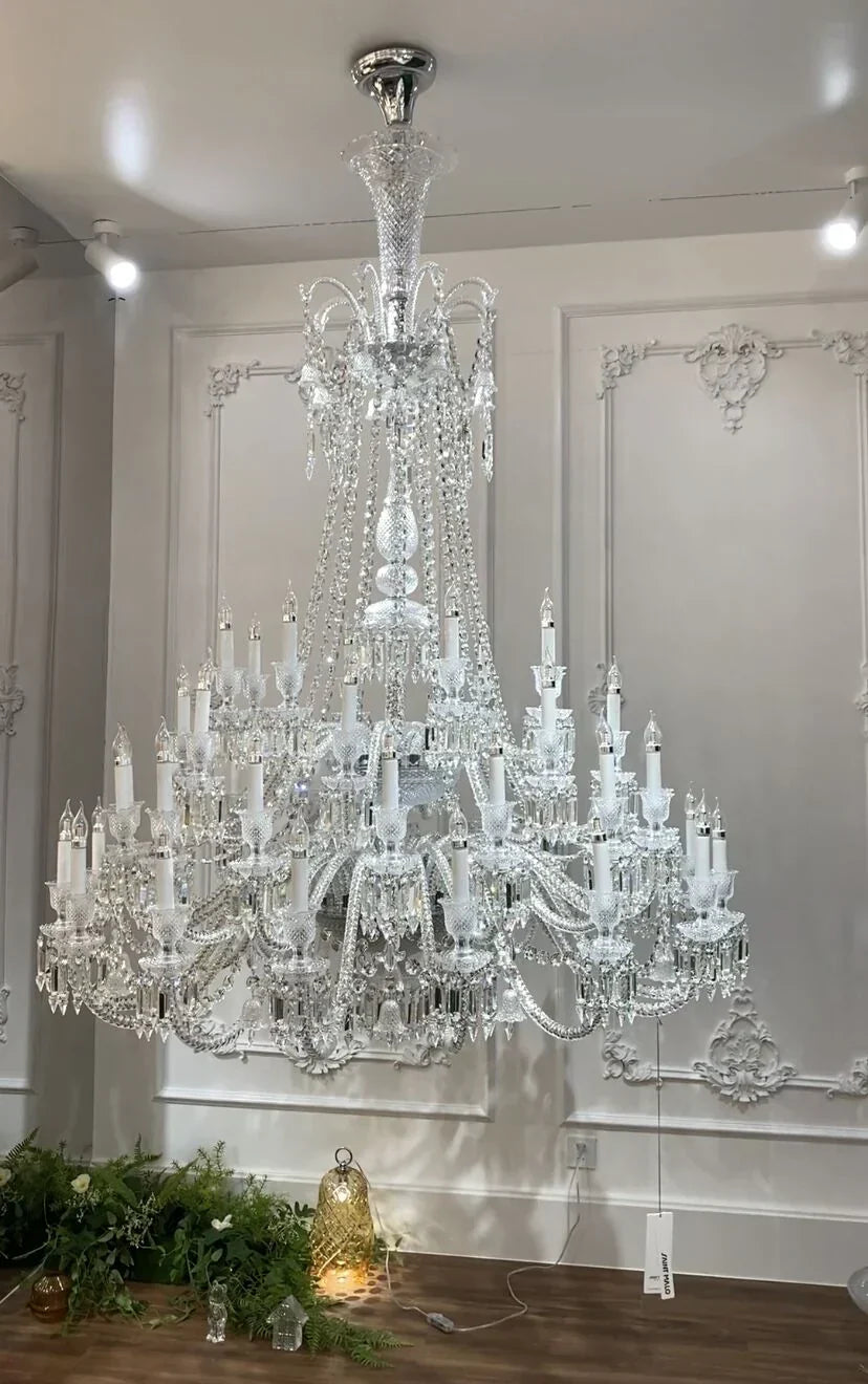 Light Luxury Classic Long Version Tiered Candle Light Crystal Chandelier for High-ceiling Rooms/Living Room - view 17