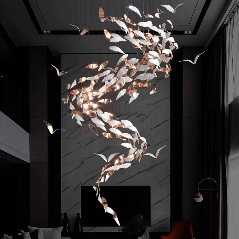Luxury Spiral Creative Floating Ceramic Wings Chandelier for Hotel Lobby/Restaurant - view 6