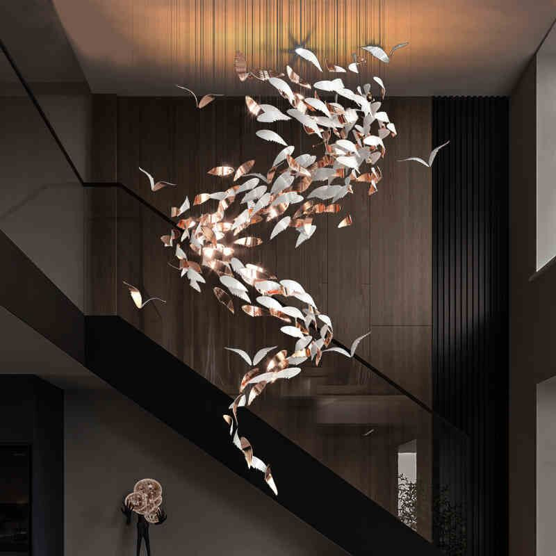 Luxury Spiral Creative Floating Ceramic Wings Chandelier for Hotel Lobby/Restaurant - view 5