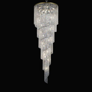 Extra Large Spiral Tiered Long Crystal Chandelier Luxury Crystal Tassel Light Fixture For Staircase/Entryway - view 7