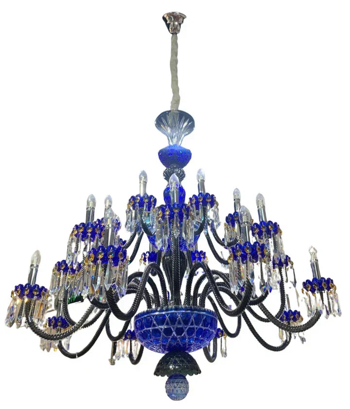 Luxury Candle Light Blue&Black Crystal Chandelier for Bedroom - view 2