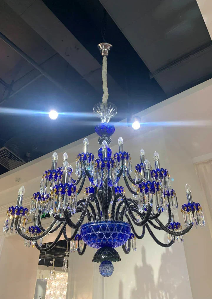 Luxury Candle Light Blue&Black Crystal Chandelier for Bedroom - view 4