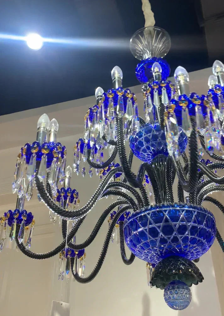 Luxury Candle Light Blue&Black Crystal Chandelier for Bedroom - view 6