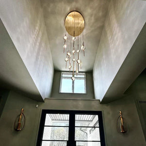 Modern Floating Galss Ball Brass Chandelier for High-ceiling - view 3