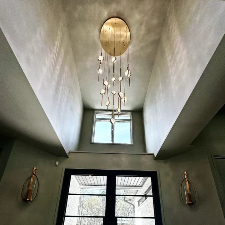 Modern Floating Galss Ball Brass Chandelier for High-ceiling - view 3