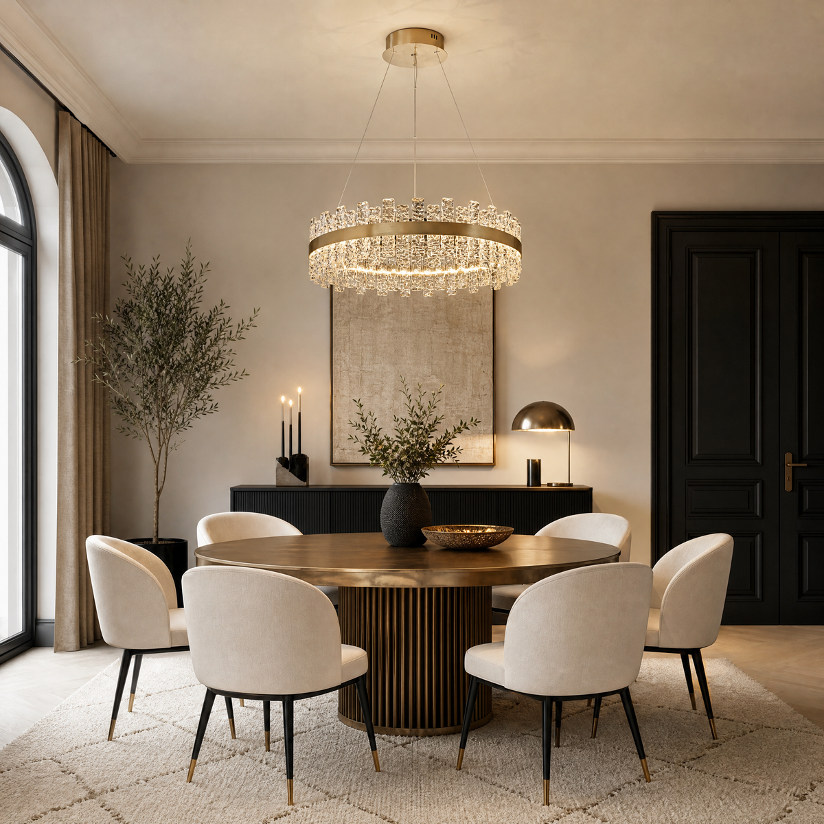 Brushed Gold Glass Fringe Modern Chandelier - view 9