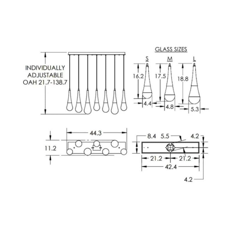 Water Drop Glass Linear Chandelier - view 11
