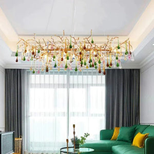 Arcadia Colorful Crystal Linear Branch Chandelier