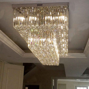 Rectangle flush mount golden crystal chandelier light, K9 crystal rectangular - view 2
