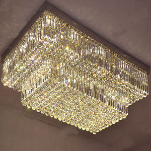 Rectangle flush mount golden crystal chandelier light, K9 crystal rectangular - view 4