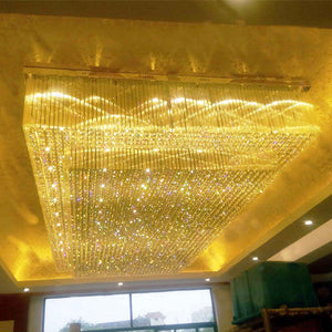 Rectangle flush mount golden crystal chandelier light, K9 crystal rectangular - view 5