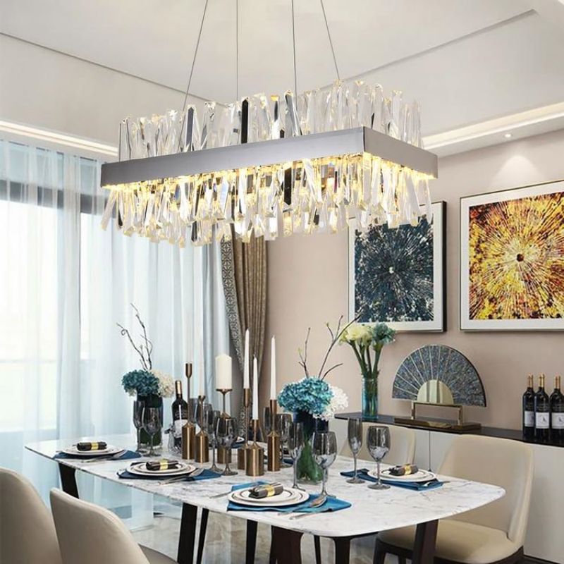 Wave Rectangular Crystal Chandelier