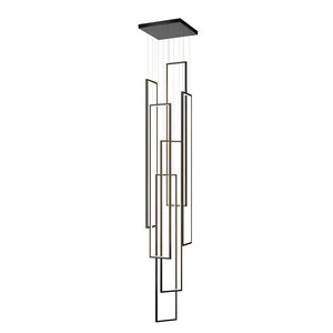 Rectangular Frame Aluminum LED Black Nordic Duplex Stair Chandelier - view 10