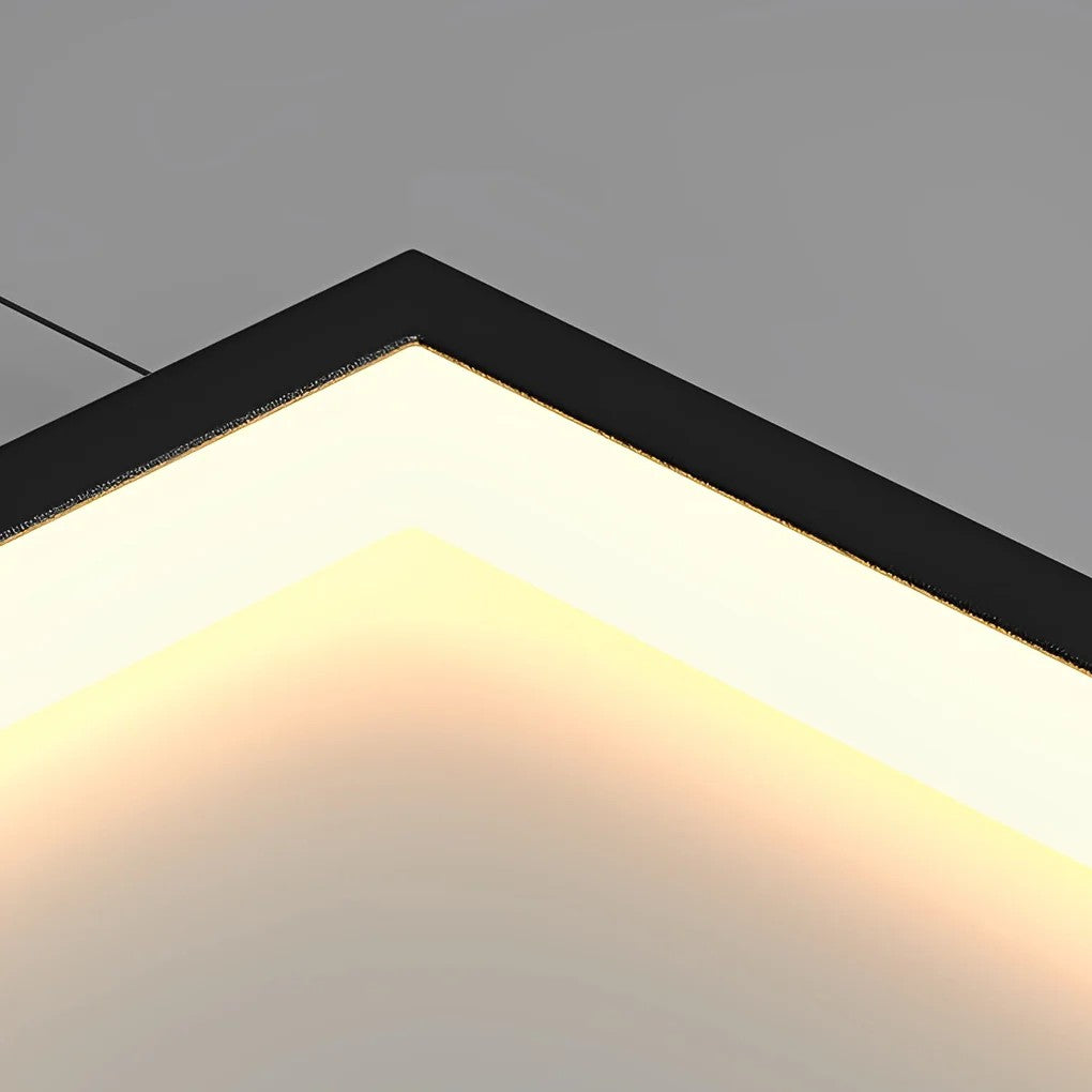 Rectangular Frame Aluminum LED Black Nordic Duplex Stair Chandelier - view 8
