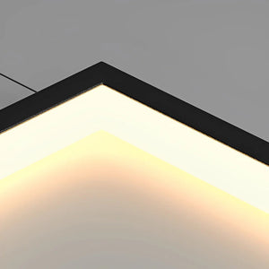 Rectangular Frame Aluminum LED Black Nordic Duplex Stair Chandelier - view 8