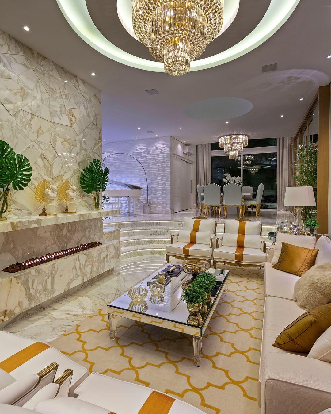 Extra Large Gold Flush Mount Crystal Light Round 3-layers Decorative Living Room/Dining Room Light Fixture - view 9