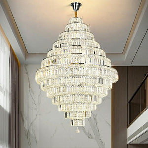 Chrome/ Silver/ Gold Extra Large Chandelier For Foyer Living Room Staircase Crystal Ceiling Lighting Fixture - view 7