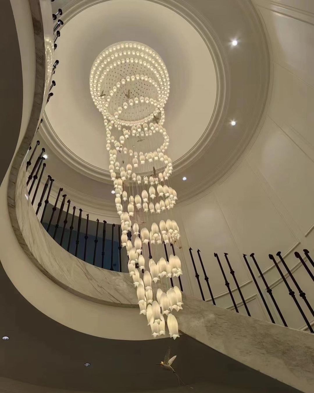 Elegant Flower Chandelier For Foyer/ Staircase - view 17