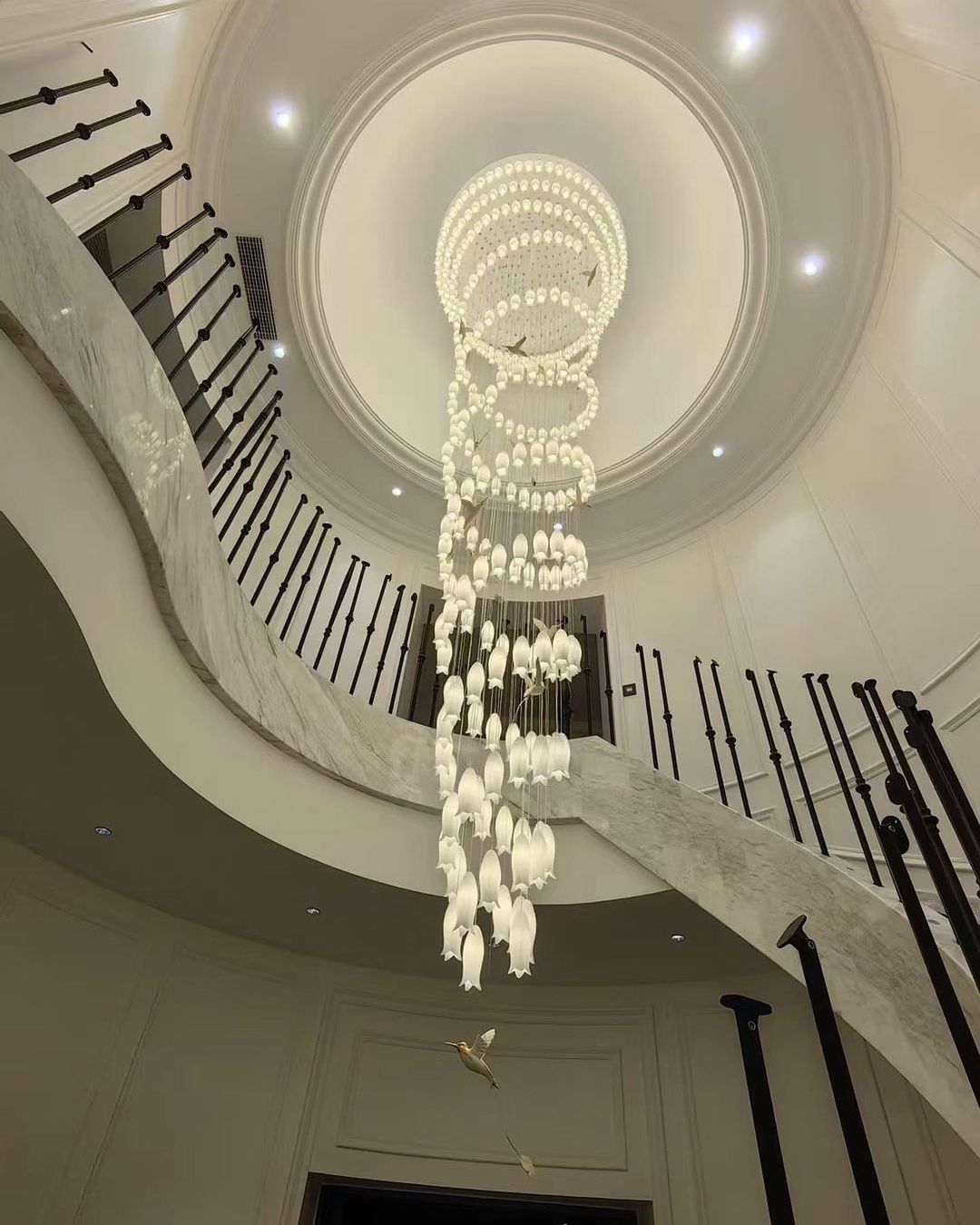 Elegant Flower Chandelier For Foyer/ Staircase - view 16
