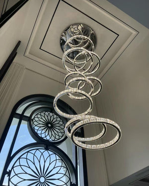 Modern Layered Ring Crystal Chandelier For High Ceiling Living Room /Foryer/Stairscase - view 2