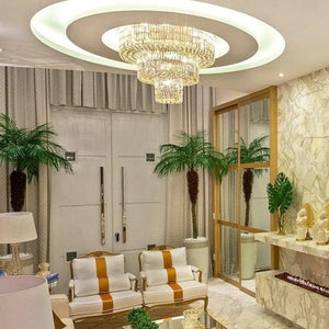 Extra Large Gold Flush Mount Crystal Light Round 3-layers Decorative Living Room/Dining Room Light Fixture - view 5