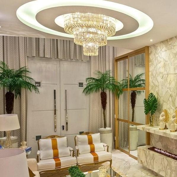 Extra Large Gold Flush Mount Crystal Light Round 3-layers Decorative Living Room/Dining Room Light Fixture - view 5