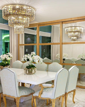 Extra Large Gold Flush Mount Crystal Light Round 3-layers Decorative Living Room/Dining Room Light Fixture - view 4