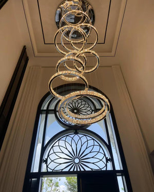 Modern Layered Ring Crystal Chandelier For High Ceiling Living Room /Foryer/Stairscase - view 4