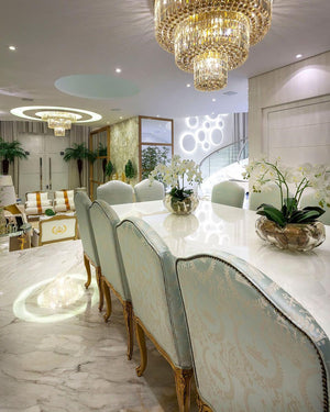 Extra Large Gold Flush Mount Crystal Light Round 3-layers Decorative Living Room/Dining Room Light Fixture - view 8
