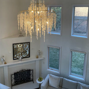 Light Luxury Silver Flower Branch Chandelier with Icicle Details for Bedroom Dining Room and Hallway - view 12