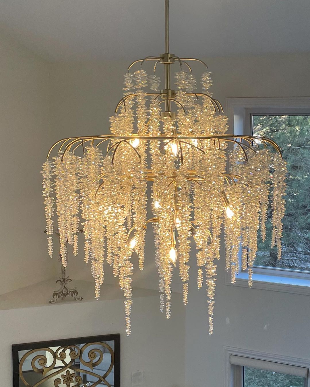 Light Luxury Silver Flower Branch Chandelier with Icicle Details for Bedroom Dining Room and Hallway - view 11