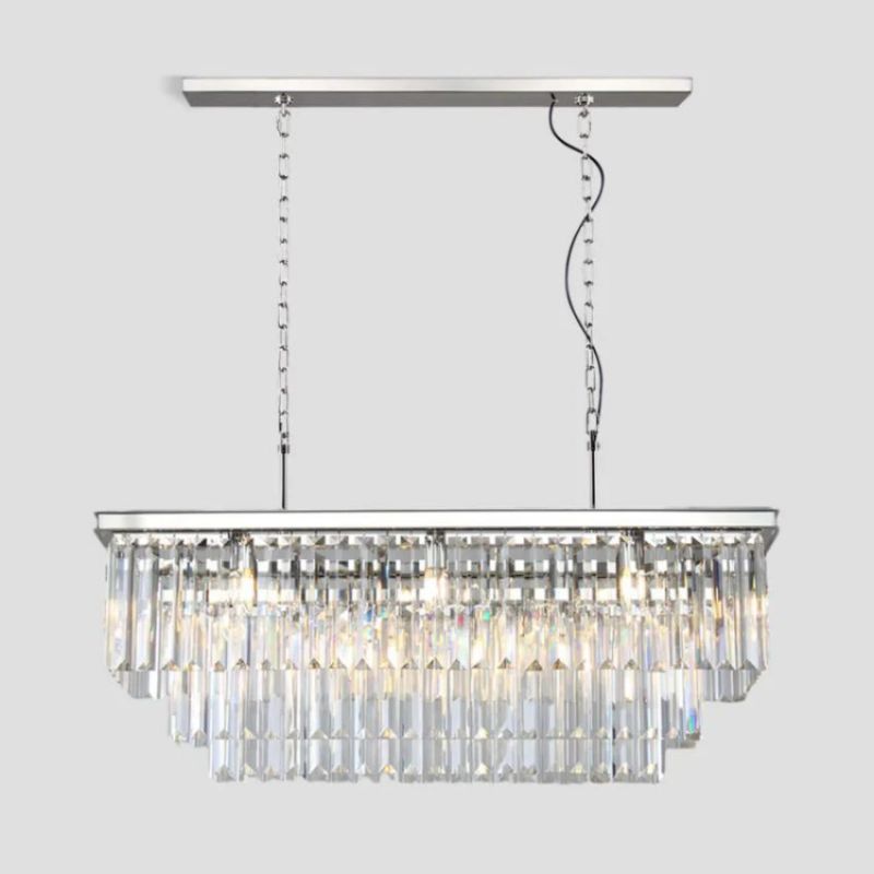 Rhea 3-Tier Rectangular Crystal Chandelier, three-tier