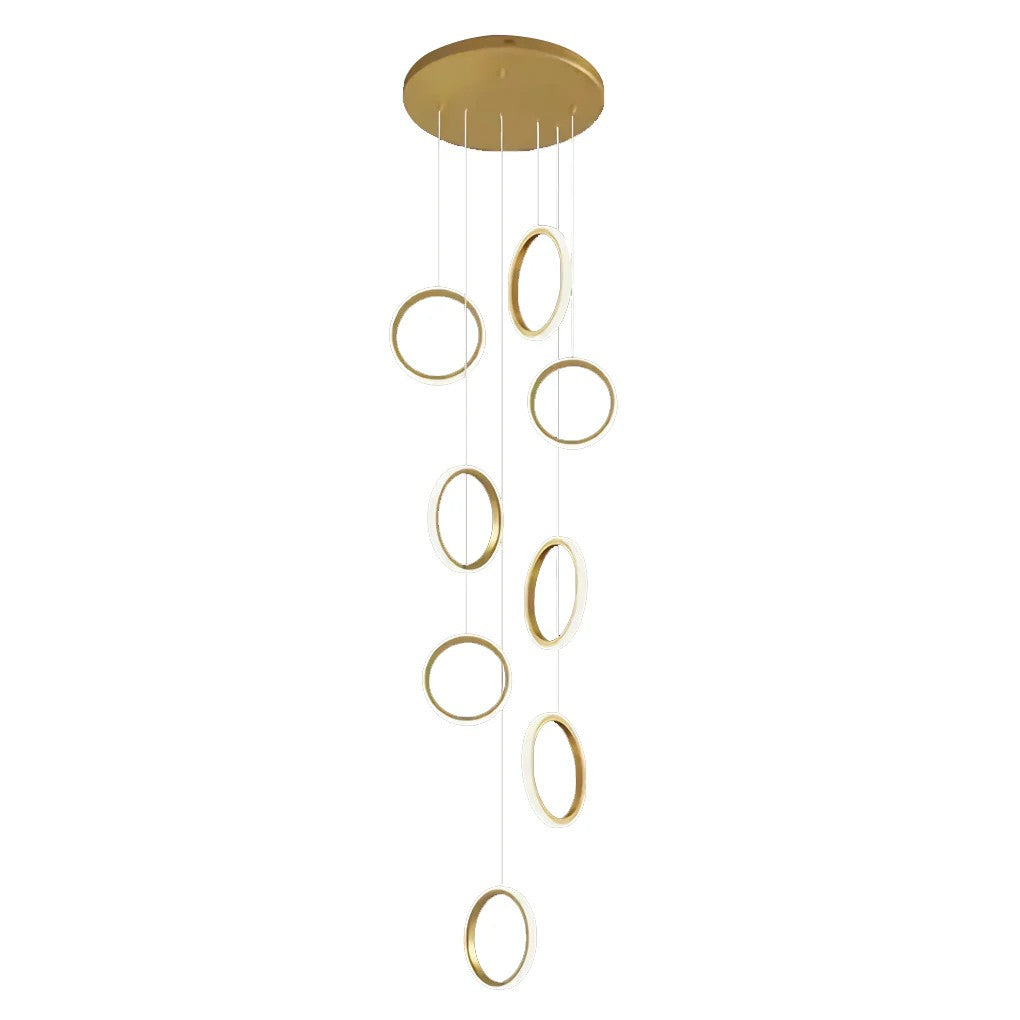 Ring Staircase Chandelier Light Gold LED Ceiling Light - view 7