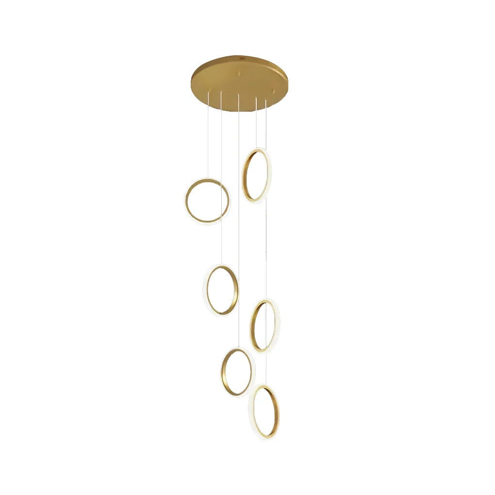 Ring Staircase Chandelier Light Gold LED Ceiling Light - view 6