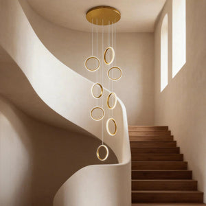 Ring Staircase Chandelier Light Gold LED Ceiling Light - view 3