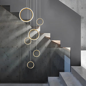 Ring Staircase Chandelier Light Gold LED Ceiling Light - view 4