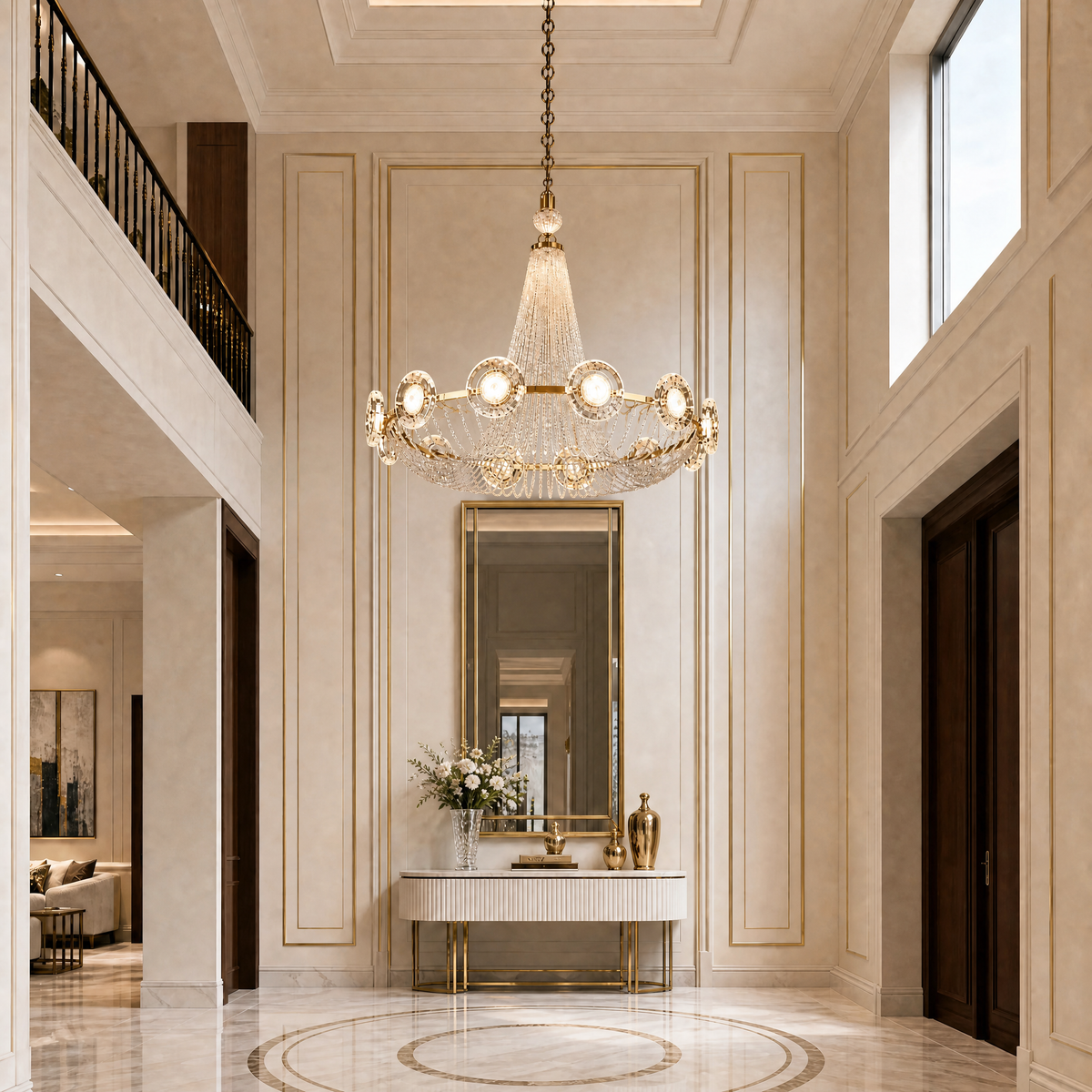 Rococo Dream Modern Sculptural Ring Chandelier, K9 crystal - view 3
