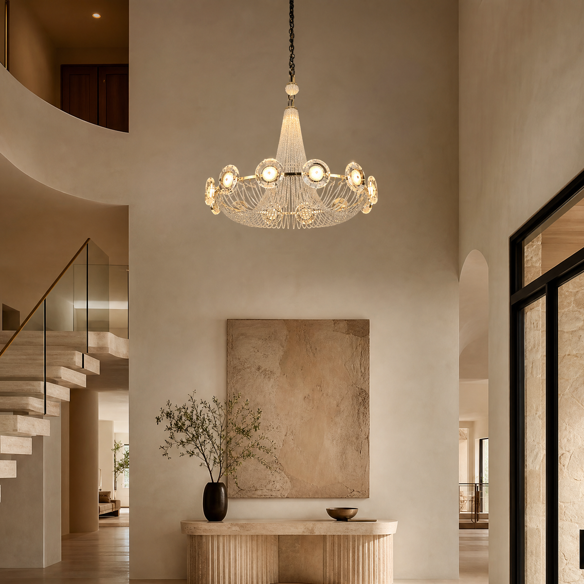 Rococo Dream Modern Sculptural Ring Chandelier, K9 crystal - view 4