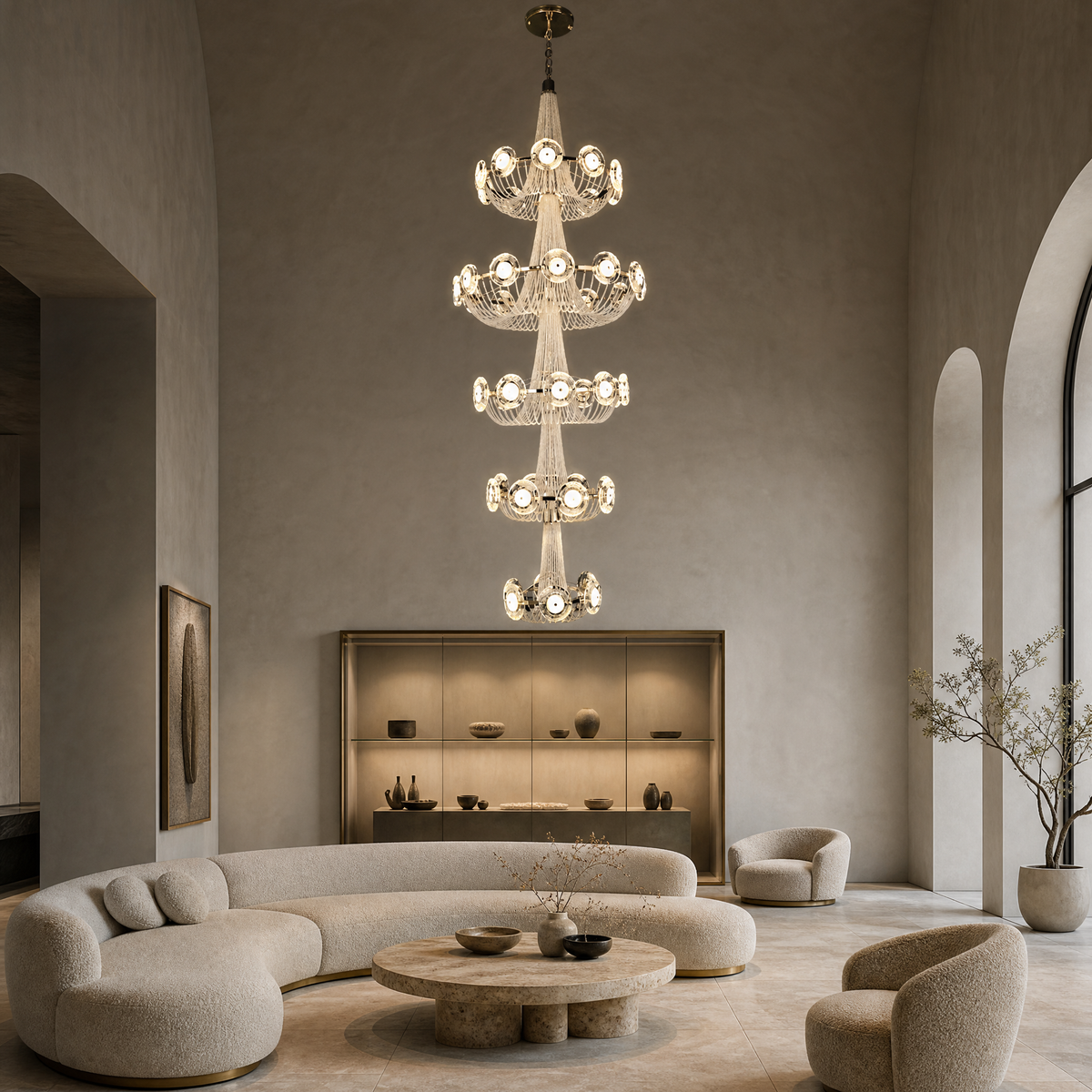 Rococo Dream Modern Sculptural Ring Chandelier, K9 crystal - view 6