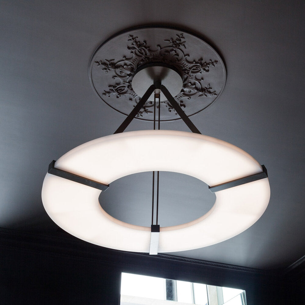 Nova Alabaster Round Plate Ceiling Chandelier - view 2