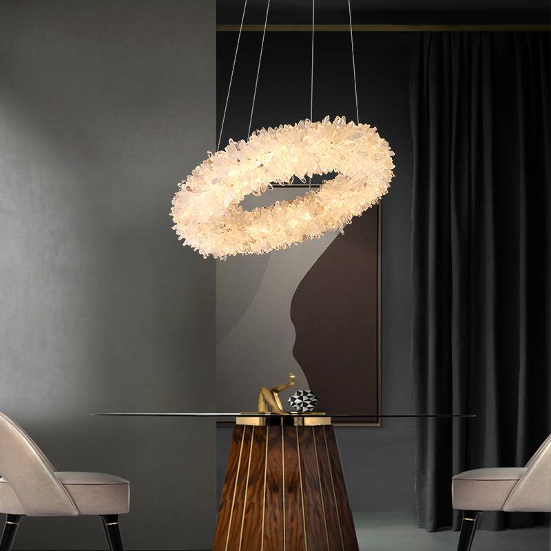 Rock Crystal Cluster Round Modern Chandelier