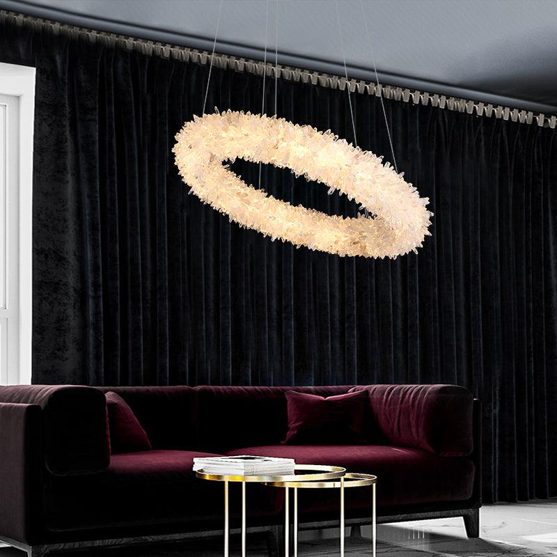 Rock Crystal Cluster Round Modern Chandelier - view 3